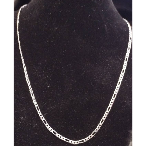 Sterling Silver 925 Plated 18 Inch Figaro Chain Necklace New 1/16th+" Wide New - Picture 1 of 4
